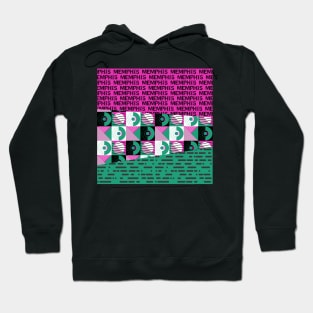 Pink and Green 80s Memphis Style Geometric Abstract Checked Postmodern Design Hoodie